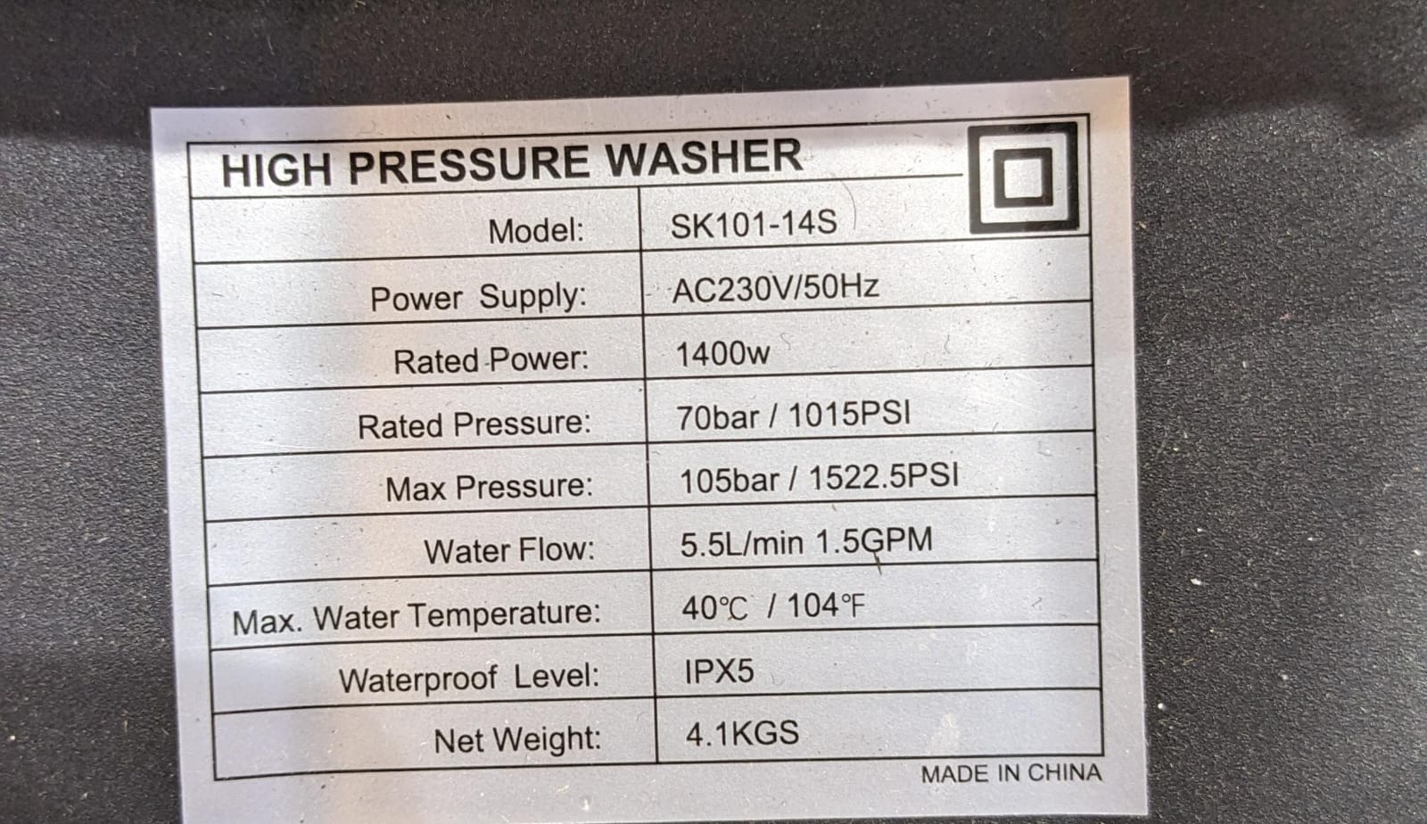 High Quality Professional Pressure Washer 105Bar/1522.5Psi 1200W - Accessories